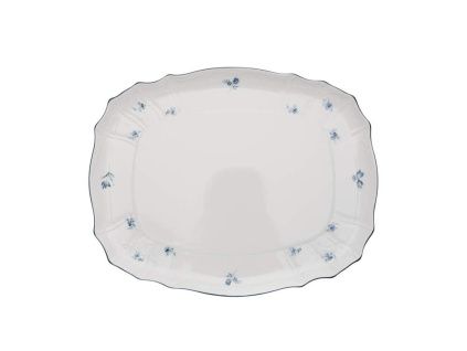 Podnos čtyřhranný, 40 cm, český porcelán, Bernadotte, modré růžičky, Thun