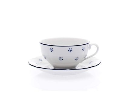 Šálek s podšálkem na čaj, český porcelán, Verona, 250 ml, modrá valbella, G. Benedikt
