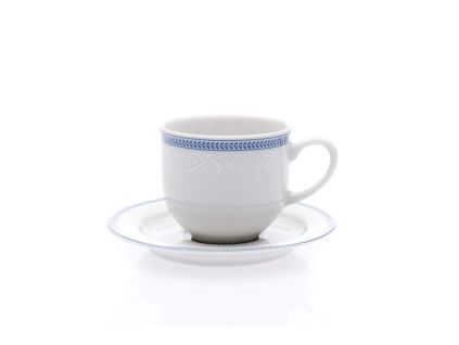 Šálek s podšálkem, porcelán, 115 ml, bílá krajka, modrý lem, Thun 1794
