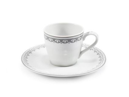 Šálek s podšálkem na espresso, 0,07 l, HyggeLine, šedá, Leander, český porcelán