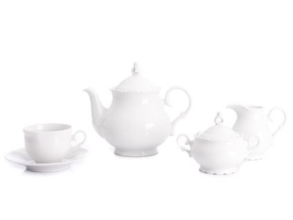 Čajová souprava, bílý porcelán, Ophelia, Thun RZ, 15 d.