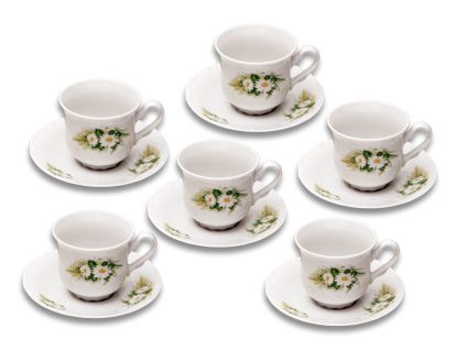 Constance, šálky s podšálky čajové, český porcelán, 6 ks, kopretiny, Thun