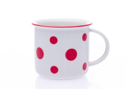 Hrnek Tina, 0,25 l, červené puntíky, Český porcelán Dubí