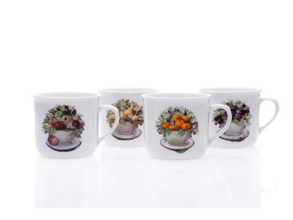 Sada hrnků Vařák, 0,65 l, mísa ovoce, Český porcelán Dubí, 4 ks