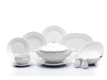 Jídelní souprava, český porcelán, Verona, 26 d., bílá, G. Benedikt