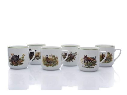 Sada hrnků s motivem lesní zvěře, 0,4 l, Český porcelán Dubí, 6 ks