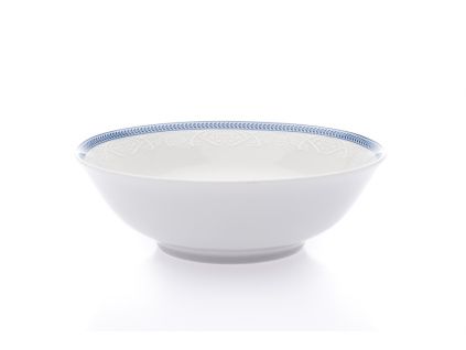 Miska na müsli, český porcelán, 16 cm, bílá krajka, modrý lem, Thun