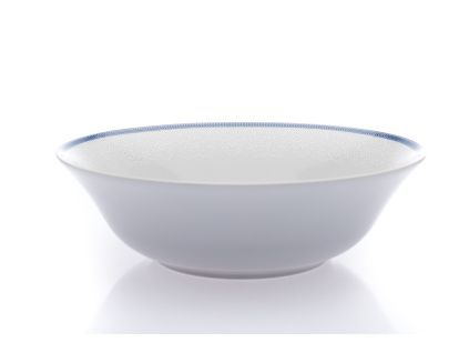 Mísa kompotová, český porcelán, 25 cm, bílá krajka, modrý lem, Thun