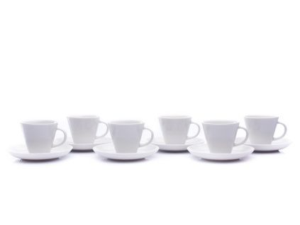 Tom, šálky a podšálky čajové, 260 ml, bílé, český porcelán, Thun, 6 ks