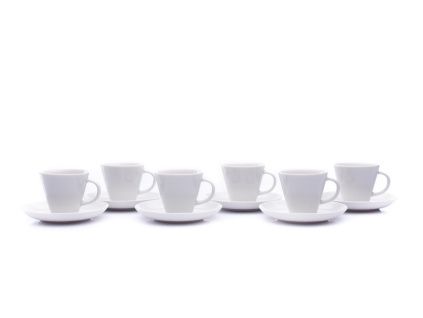 Tom, šálky a podšálky kávové, 200 ml, bílé, český porcelán, Thun, 6 ks
