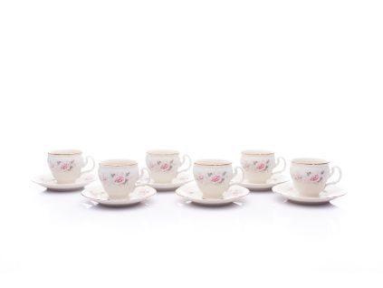 Bernadotte, šálky s podšálkem, slonová kost, růžičky, zlato, 170 ml, Thun 1794, 6 ks