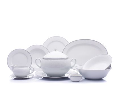 Opal, jídelní souprava, krajka, šedá, porcelán Thun, 25 d.