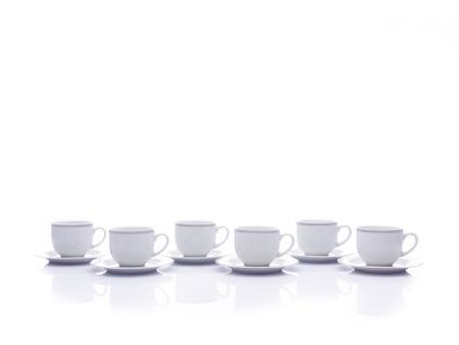 Sada šálků s podšálkem, Opal, 165 ml, krajka, šedá, porcelán Thun 1794, 6 ks
