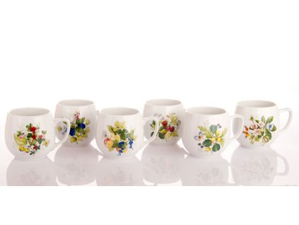 Sada hrnků, 0,3 l, Český porcelán Dubí, Baňák, lesní plody, 6 ks