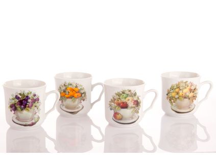 Karel, sada hrnků, 0,27 l, Český porcelán Dubí, mísa ovoce, 4 ks