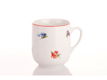 Hrnek Trojka, 300 ml, Český porcelán, Dubí, házenka s červeným proužkem