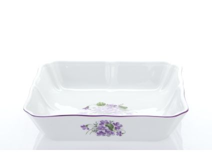 Mísa salátová čtyřhranná, 21 cm, fialky, Český porcelán
