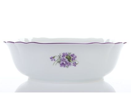 Mísa salátová čtyřhranná, 26 cm, fialky, Český porcelán