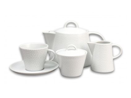Tom, čajová souprava, český porcelán, bílé oblázky, Thun, 18 d.