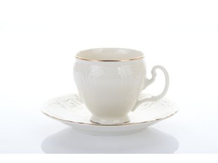 Bernadotte, šálek a podšálek kávový, 170 ml, zlatá linka, bílý porcelán, Thun