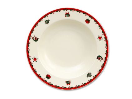 Hluboký talíř s vánočními motivy, 22 cm, slonová kost, porcelán Thun