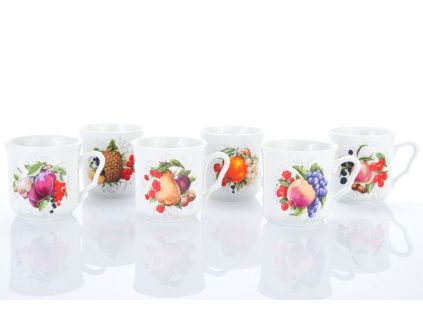 Karel, sada hrnků 0,27 l, Český porcelán Dubí, ovoce, 6 ks