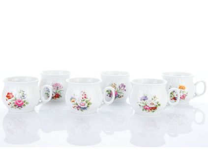 Sada hrnků, 0,29 l, Český porcelán Dubí, Darume, pestré květy, 6 ks