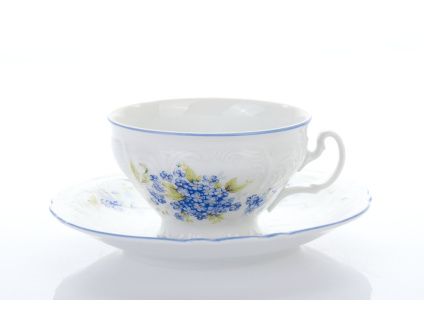 Šálek s podšálkem čajový, 205 ml, český porcelán, Bernadotte, pomněnky, Thun