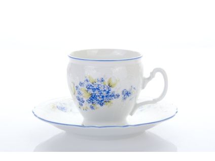 Šálek a podšálek, 240 ml, český porcelán, Bernadotte, pomněnky, Thun