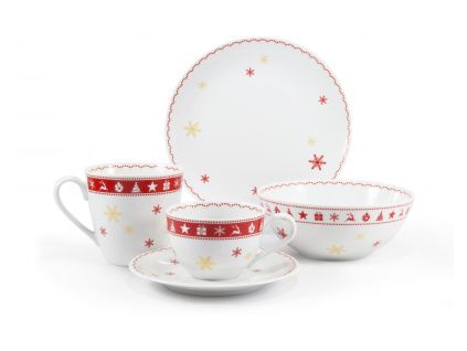 Vánoční porcelán, snídaňová souprava, český porcelán, Leander, 5 d.