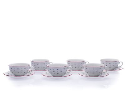 Sada šálků s podšálkem na čaj, český porcelán, 250 ml, Verona, Franceska, G. Benedikt,  6 ks