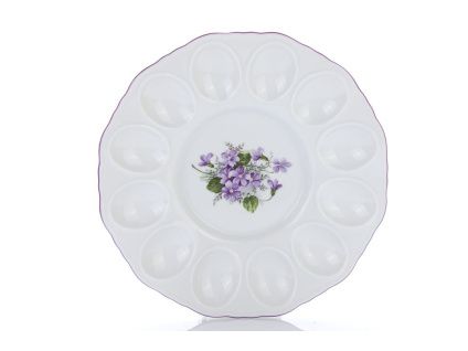 Podnos na vejce, 24 cm, fialky, Český porcelán