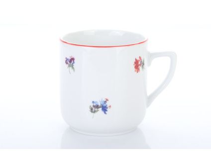 Hrnek Pětka, 0,40 l, házenka s červeným proužkem, Český porcelán Dubí