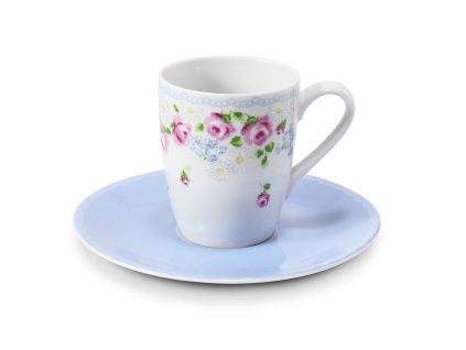 Šálek s podšálkem na espresso, 0,09 l, RoseLine, kvítky, Leander, český porcelán
