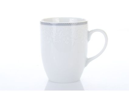 Eva, porcelánový hrnek, 0,37 l, bílá krajka, šedý lem, Thun 1794