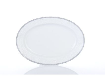 Opal, mísa oválná, český porcelán, 24 cm, krajka, šedá, Thun