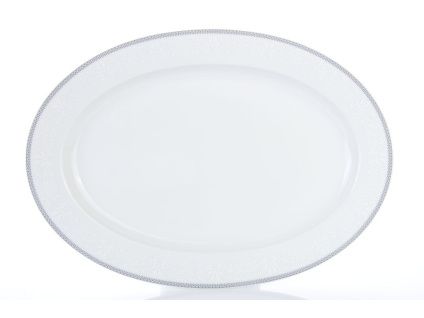 Opal, mísa oválná, český porcelán, 36 cm, krajka, šedá, Thun,