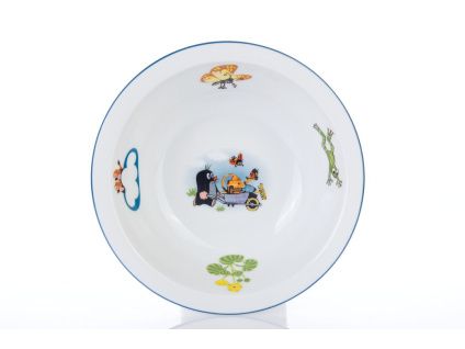 Dětská miska, Praktik, český porcelán, 16 cm, modrý proužek, Thun