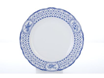 Talíř mělký, český porcelán, Rose, 25 cm, modrá stuha, Thun