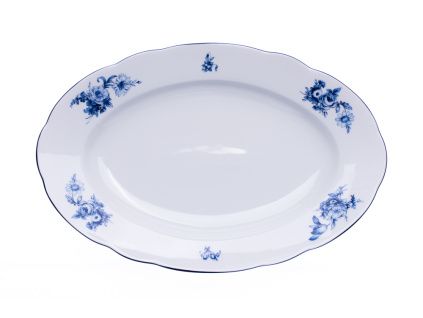 Mísa oválná, český porcelán, Rose, 36 cm, modré růže, Thun