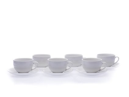 Saphyr, šálky a podšálky nízké, 270 ml, bílé, porcelán Thun, 6 ks