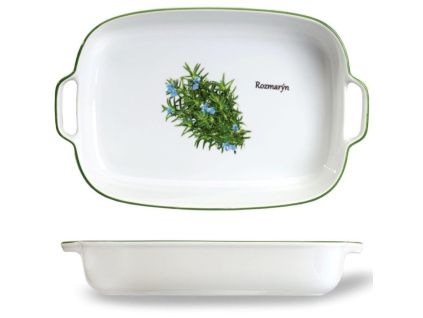 Mísa zapékací s uchy, český porcelán, bylinky, 39,8 cm, Thun