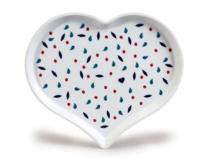 Talíř ve tvaru srdce, český porcelán, kapky, 21 cm, Thun