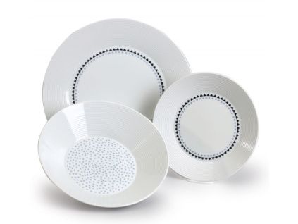 Lea, sada talířů, český porcelán, modré kamínky, Thun, 18 ks