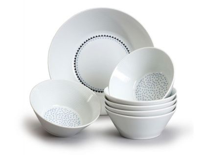 Lea, kompotová souprava, modré kamínky, porcelán, 7 d., Thun