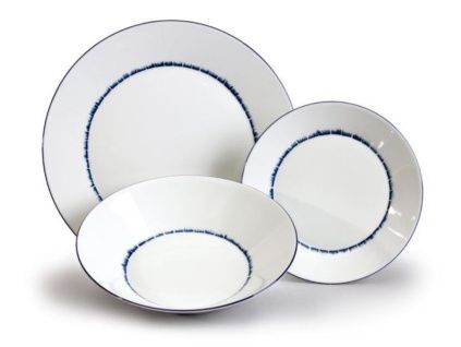 Tom, sada talířů, český porcelán, rozpitá modř, Thun, 18 ks