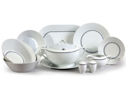 Lea, jídelní souprava, porcelán, modré kamínky, Thun, 26 d.