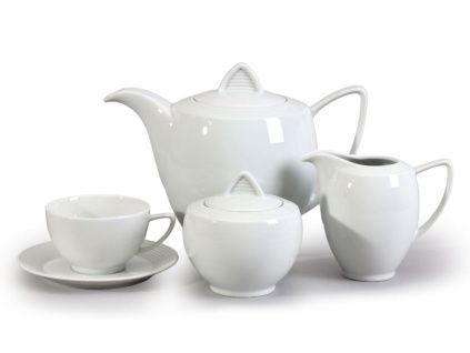 Čajová souprava, český porcelán, Lea, bílá, Thun, 15 d.