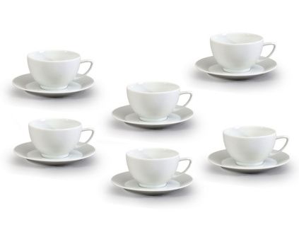 Šálky s podšálkem, porcelán, Lea, bílé, 240 ml, Thun, 6 ks