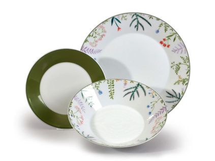 Tom, sada talířů, český porcelán, rostlinky, Thun, 18 d.